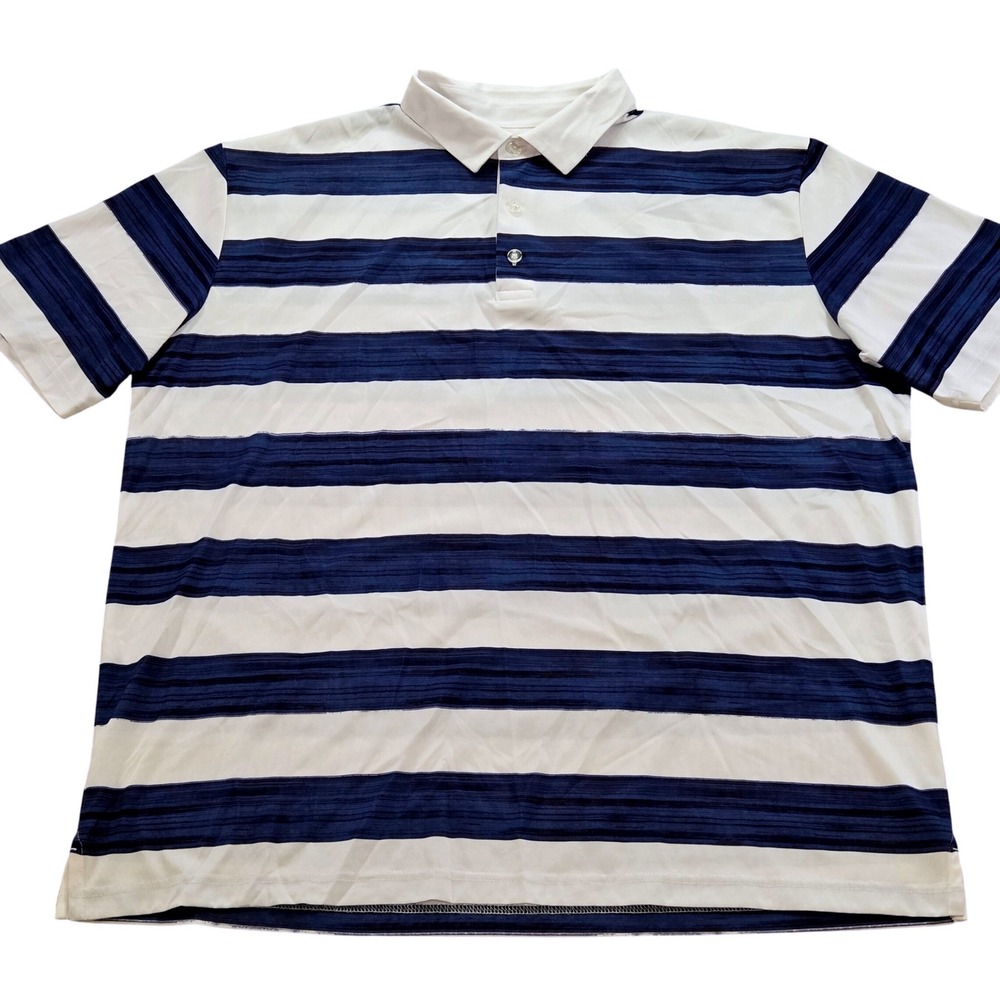 Callaway Golf Polo Shirt Opti-Dri Blue White Striped Short Sleeve Mens XL